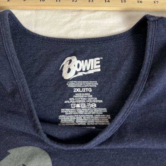 David Bowie Tank Top Men Size 2XL Blue Cotton Blend Rebel Rebel Heroes Crew Neck - Picture 5 of 7